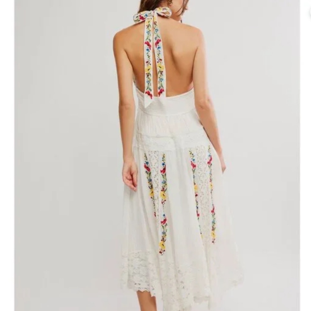 Free People Keila Midi Dress in Ivory sz XS NWT - Picture 6 of 7